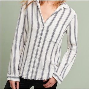 Anthropologie Cloth & Stone Striped Blouse Sz Med